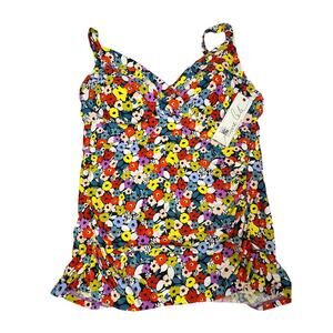 Women’s tankini top multicolored with flowers NWT size 34C/36B